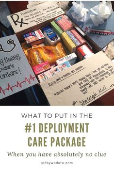 an assortment of care packages with the text what to put in the 1 employment care package when you have absolutely no clue