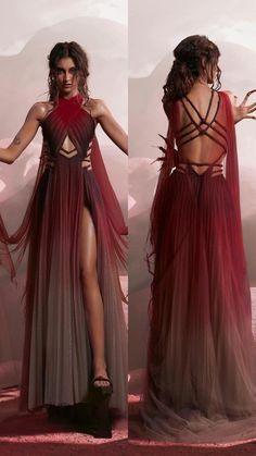 Dragon Fashion Inspiration, Acotar Spring Court Dresses, Star Wars Dress Gowns, Dresses With Armor, Muscular Woman Dress, High Fae Dress, Red Fantasy Dress Aesthetic, Fire Themed Dress, Dragon Dress Fantasy Gowns