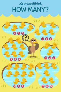 a game with ducks and numbers for children to learn how many things are in the water