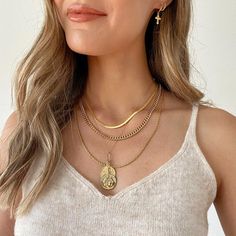 6mm Curb Chain Necklace (6055867941030) Bold Statement Necklaces, 18k Gold Chain, Herringbone Necklace, Curb Chain Necklace, Small Crosses, Silver Plated Jewelry, Cross Earrings, Coin Necklace, Gold Plated Chains