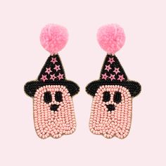 Get ready to spook up your style with our Witchy Ghostie Earrings! These pink witch ghost earrings are perfect for adding some fun to your Halloween look. Don't be afraid to show off your unique and playful sense of style with these quirky accessories. (Don't worry, they won't scare you too much!) Grab a pair now and make a statement with your fashion! Quirky Accessories, Pink Witch, Witch Ghost, Ghost Earrings, Halloween Looks, Don't Be Afraid, Dont Be Afraid, Private Party, Be Afraid