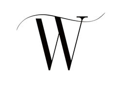 a black and white logo with the letter w