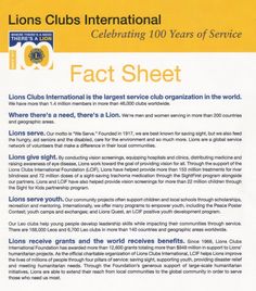 the lion club's international fact sheet