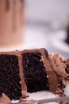 a slice of chocolate cake on a plate