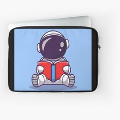 an astronaut reading a book laptop sleeve