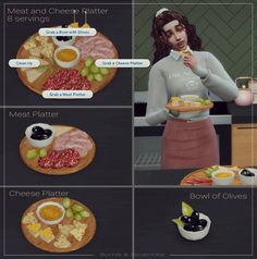 an animated woman holding a plate with food on it