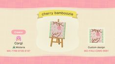 the cherry bamboobooze design is displayed in front of a pink background with an easel