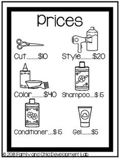 a black and white poster with the words price cut style shampoo is $ 20