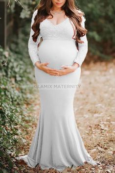 Fabulous Lace Mermaid Maternity Photoshoot Gown With Sleeves – Glamix Maternity Formal Photoshoot, Photoshoot Gown, Maternity Shapewear, Maternity Long Dress, Maternity Gown, Maternity Dresses For Photoshoot, Cute Maternity Outfits, Baby Shower Dresses, Maternity Gowns