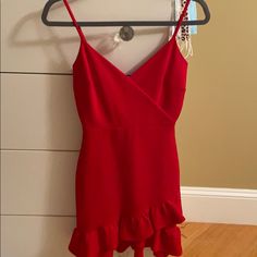 Lulus Red Dress In Size Xs. Worn Once To A Dance But Is In Brand New Condition. Red Mini Dress With Ruffle Hem For Party, Fitted Red Mini Dress With Ruffle Hem, Red V-neck Mini Dress With Ruffle Hem, Red Mini Dress With Ruffle Hem For Night Out, Red V-neck Mini Dress With Ruffles, Red Cocktail Dress With Ruffle Hem, Red Ruffle Mini Dress For Cocktail, Red Ruffled Mini Dress For Cocktail Events, Dresses Lulus