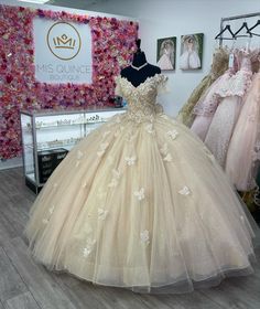 Quinceanera Dresses Butterfly, Butterfly Quinceanera Dress, Gold Quince Dress, Dresses Butterfly, Off Shoulder Corset, White Quinceanera Dresses, Quinceanera Dresses Gold