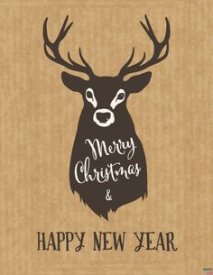 a christmas card with an image of a deer's head and the words merry christmas & happy new year