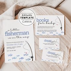 the little fisherman birthday party is ready to be thrown into the water and put on place cards