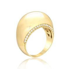 18K Gold TCW = 0.21 cts Quarter and half sizes available. Please note at checkout. Luxury Dome Ring With Modern Twist And Polished Finish, Luxury White Elegant Dome Ring, Luxury Elegant Dome Ring With Single Cut Diamonds, Luxury Single Diamond Dome Ring With Round Band, Luxury White Dome Ring With Open Design, Luxury Hallmarked White Gold Dome Ring, Luxury Dome Ring With Single Diamond In Round Band, Diamond Outline, Dome Ring