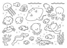 sea animals under the water coloring pages