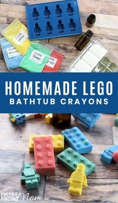 homemade lego bathtub crayons with text overlay