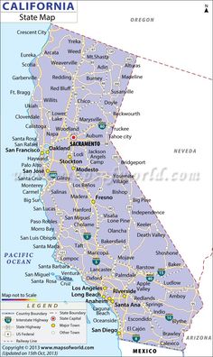 a map of the state of california with all its roads and major cities on it