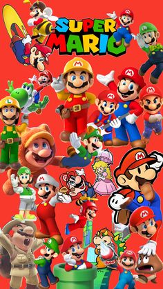 an image of the super mario game poster with many different characters and their names on it