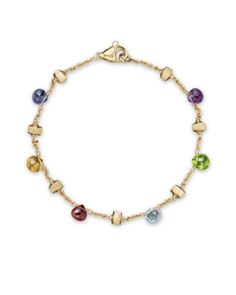 A delicate strand bracelet in 18K yellow gold with gold stations and multi-colored sapphires. Colored Sapphires, Marco Bicego, Bracelet Online, Gold Bracelets, Strand Bracelet, Gemstone Bracelets, Stone Bracelet, Jewelry Designs, Multi Colored