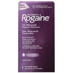 Help treat thinning hair, hair loss & regrow thicker, more beautiful hair with Women's Rogaine 2% Minoxidil Unscented Topical Solution. Ideal for use at the early stages of hair thinning on top of the scalp, this hair regrowth treatment is specially formulated for women & is clinically proven* to regrow more hair. Unlike hair loss shampoos & hair thickening products that temporarily plump hair from the outside, Rogaine liquid solution penetrates the scalp to reactivate shrunken hair follicles. Hair Thickening Products, Treat Thinning Hair, Hair Regrowth Remedies, Natural Hair Regrowth, Hair Regrowth Treatments, Hair Thinning, Regrow Hair, Fuller Hair, Hair Thickening