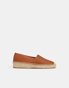 Grained Calfskin Leather Slip-On Espadrille | Lafayette 148 New York Leather Slip-ons With Woven Sole For Summer, Classic Closed Toe Espadrilles For Spring, Classic Spring Closed Toe Espadrilles, Classic Summer Slip-on Espadrilles, Brown Leather Footbed Slip-ons For Spring, Leather Slip-ons For Beach Spring Season, Classic Slip-on Espadrilles For Spring, Classic Flat Heel Espadrilles For Summer, Classic Summer Espadrilles With Flat Heel