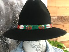 "Hand Beaded hat Band Green / Red Elastic Tie  22.5\" x 0.5\" wide" Red Beaded Festival Hat, Beaded Hat Bands, Beaded Hat, Hat Band, Hand Beading, Cowboy Hats, Caps Hats, Light Pink, Accessories Hats