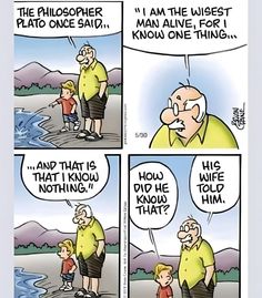 a comic strip with an older man and child talking to each other