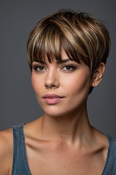 Add a pop of color to your short bob with this playful style. Perfect for making a bold statement. #ColorPop #BoldBob #ShortHairInspo December Hair, Sassy Haircuts, Cute Haircuts, Playful Style, Girl Haircuts, Haircuts For Fine Hair