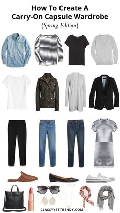 Spring Travel Capsule, Packing Wardrobe, Spring Travel, Travel Capsule, Spring Capsule, Travel Capsule Wardrobe