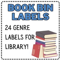 a pile of books with the words book bin labels