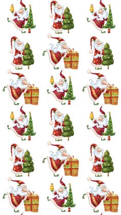 christmas stickers with santa claus and presents on them, all in different styles or colors