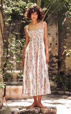 Hortensia Pleated Floral Cotton Maxi Dress By Agua By Agua Bendita | Moda Operandi Lookbook Design, International Fashion Designers, Women Dress Collection, Race Wear, Cotton Maxi Dress, Guest Attire, Cotton Maxi, Fashion 101, Maxi Dress Cotton