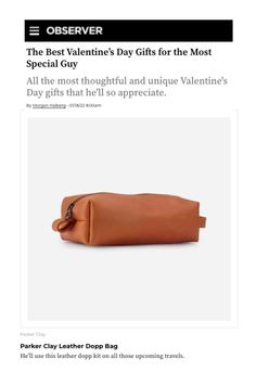 "He’ll use this leather dopp kit on all those upcoming travels." - @observermedia Leather Dopp Bag, Dopp Bag, Leather Dopp Kit, Unique Valentines Day Gifts, Best Valentine's Day Gifts, Dopp Kit, Short Trip, Travel Companion, Single Piece