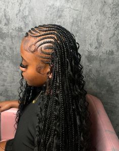 Lemonade Braids With Curls, Lemonade Braids With Heart, Braids With Heart, Lemonade Braids Hairstyles, Lemonade Braids, Short Box Braids Hairstyles, Anime Artist, Illustration Anime