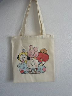 "Little Buddy Tote bag - great alternative to plastic bags.  14.17\"H x 12.2\"W" Cute Cheap Bags With Character Print, Kawaii Multicolor Rectangular Bag, Kawaii Rectangular Gift Bag, Kawaii White Gift Bag, Rectangular Reusable Canvas Bag For School, Eco-friendly White School Bag, Cute Multicolor Canvas Tote Bag, Eco-friendly Recyclable School Bags, Kawaii Gift Bag Tote