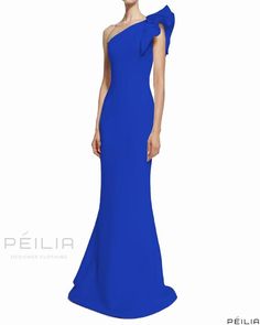 Peilia - Elegant One-Shoulder Dress with Chic Ruffled Sleeves, Perfect for Sophisticated Slimming Elegant Blue Evening Dress With Asymmetrical Neckline, Blue Fitted One-shoulder Prom Dress, Blue Fitted One Shoulder Prom Dress, Elegant Blue Evening Dress With Ruffles, Chic Blue One-shoulder Dress For Gala, Chic Blue One Shoulder Dress For Gala, One-shoulder Stretch Evening Dress For Formal Occasions, Elegant Stretch One-shoulder Dress For Gala, Elegant Blue Fitted One Shoulder Dress