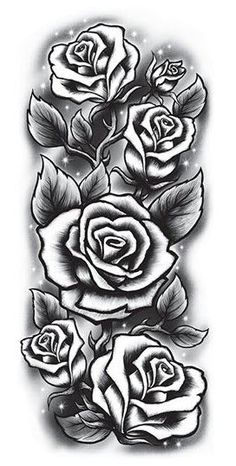 black and white roses tattoo design