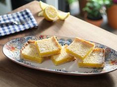 four slices of lemon cake on a plate