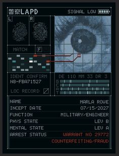 an old computer screen showing the eye and fingerprints