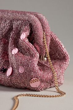 Glass beads, acrylic; cotton lining Removable chain strap One inner slip pocket Frame closure Imported | Mirror Beaded Clutch by Anthropologie in Pink, Women's, Cotton/Acrylic/Glass Luxury Beaded Clutch, Anthropologie Mirror, True Summer, Pink Clutch, Vintage Clutch, Beaded Clutch, Color Analysis, Beaded Bags, A Frame