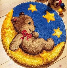 a teddy bear rug is on the floor