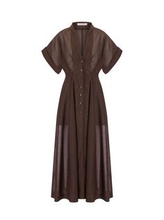 MY THERESA: PHILOSOPHY Di LORENZO V-neck pleat-detail midi dress… Midi Dress Brown, Skirt Straight, Lorenzo Serafini, City Dress, Summer Beach Wear, A Line Skirt, Chocolate Brown, Valentino Garavani, A Line Skirts