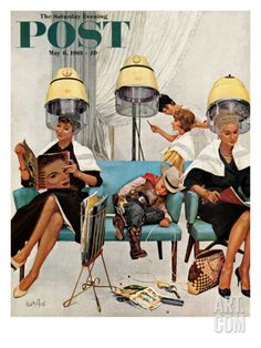 an old magazine cover with people sitting on a couch