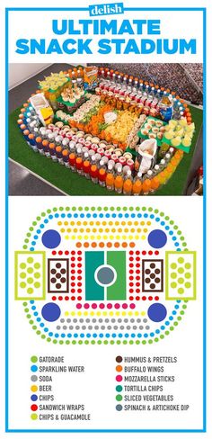 the ultimate football stadium is made out of cupcakes and soda cans, with instructions for