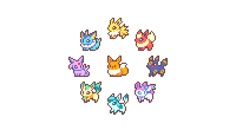 an image of pixel art with different types of pokemons in the middle of it