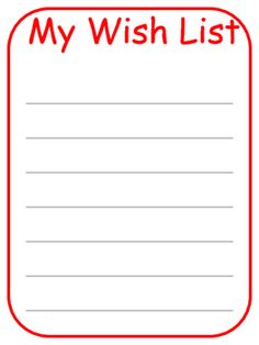 a wish list with red writing on it