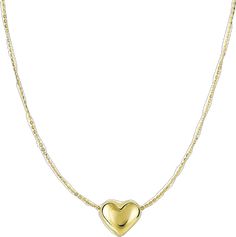 Adjustable Yellow Gold Heart Pendant Necklace, Gold Slides, Puffed Heart, Puffy Heart, Endless Love, Heart Pendant Necklace, Diamond Cut, Heart Necklace, Heart Pendant