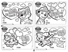 four coloring pages for valentine's day