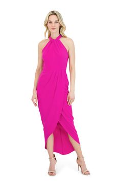 Knot Neck Maxi Dress – JULIA JORDAN Maxi Dress Knot, Jordan Dress, One Sleeve Dress, Tulip Dress, Midi Shift Dress, Knot Dress, Chiffon Midi Dress, Midi Sheath Dress, Dinner Date