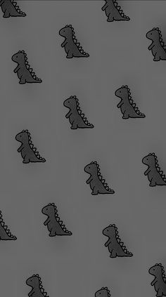 a bunch of small black and white dinosaurs on a gray background with the word dino spelled out